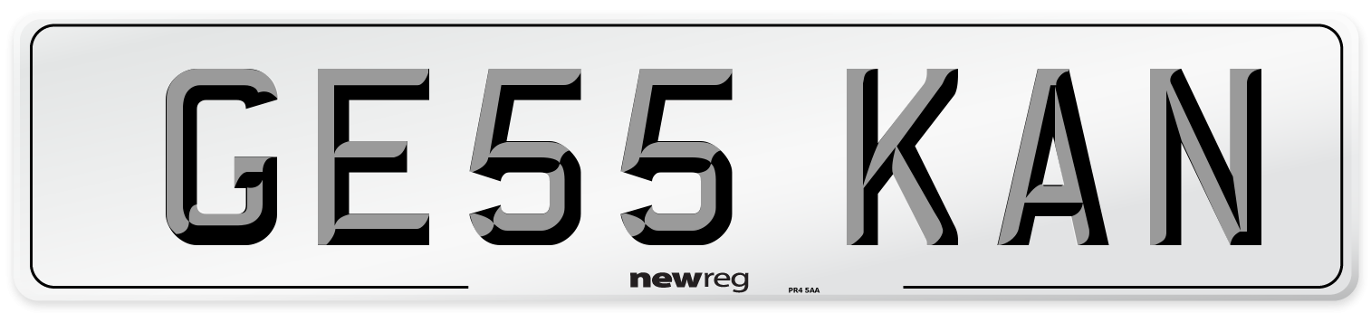 GE55 KAN Number Plate from New Reg